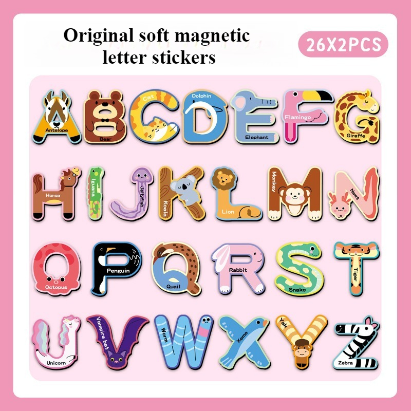 Abc Kids Early Education - 52 Buah Stiker Kulkas Magnetik Alfabet,