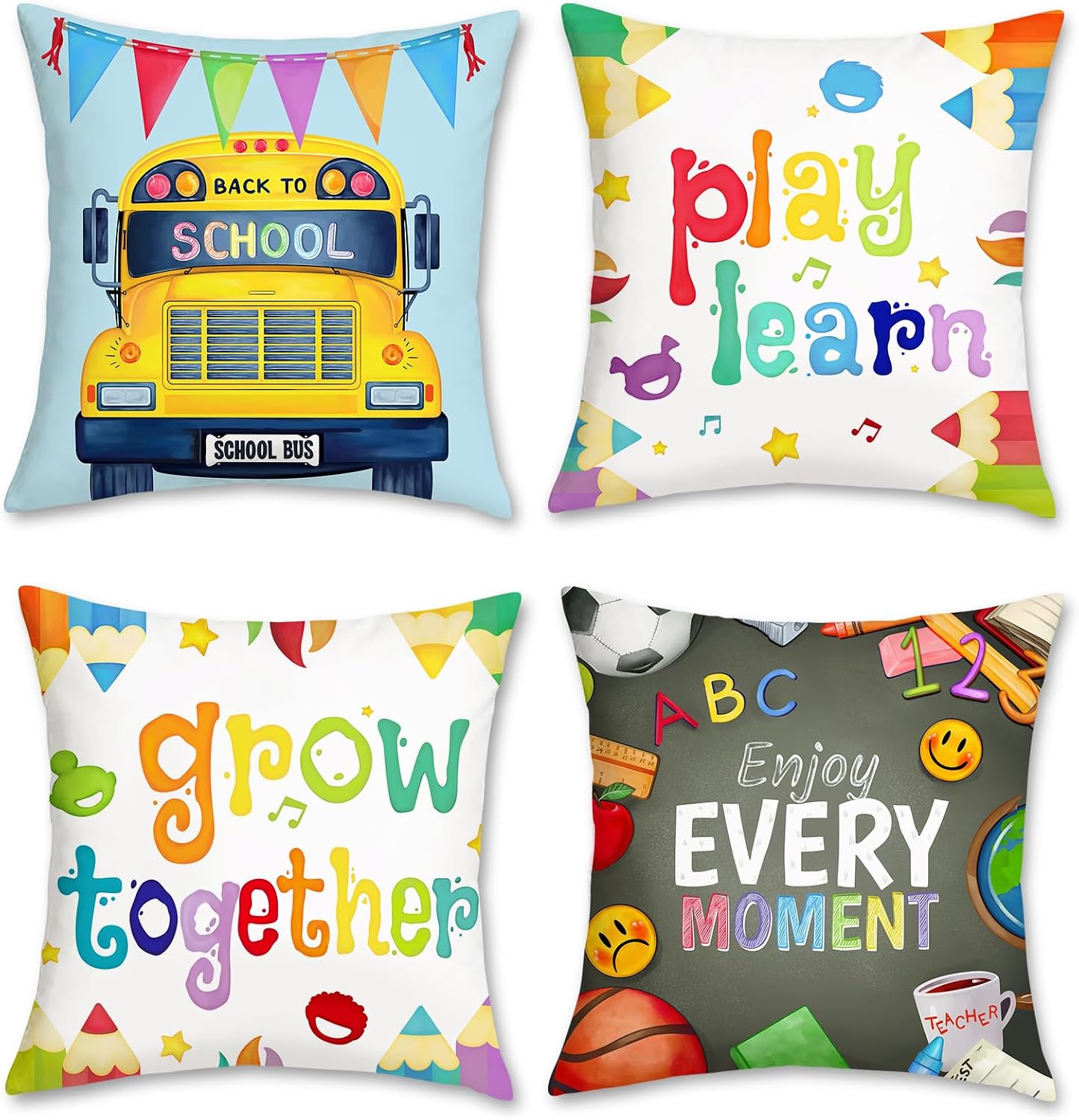 Kids Education Motivation - 4 Paket Sarung Bantal Dekorasi Kamar
