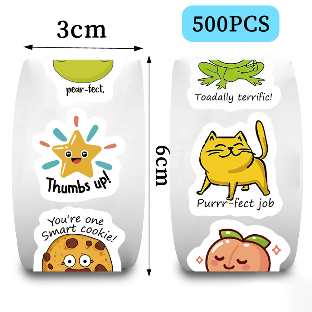 500 Buah Gulungan Stiker Lucu  - Kids Education Motivation ulasan dan harga