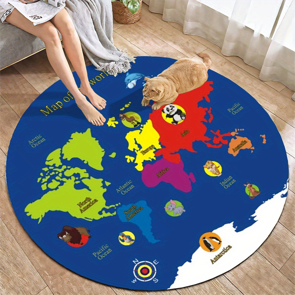 Karpet Bulat Peta Dunia Flanel - Kids Education World ulasan dan harga