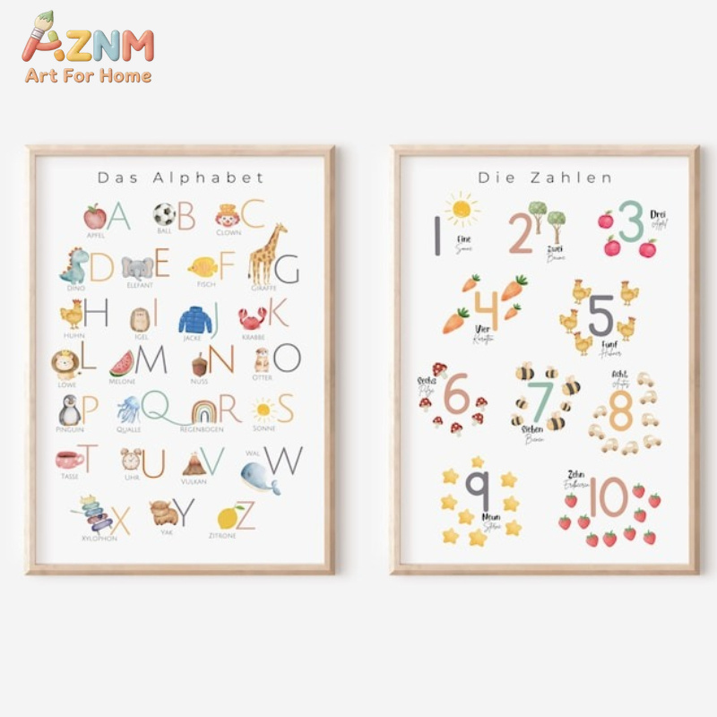 AZNM Seni Dinding Kanvas Angka - Kids Education Number ulasan dan harga