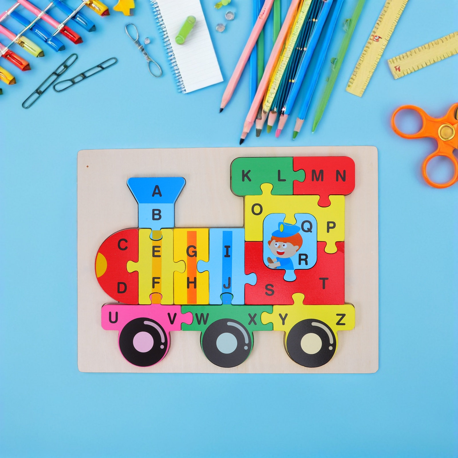 1Set Puzzle Kereta Kayu Abc Al - Abc Kids Early Education ulasan dan harga
